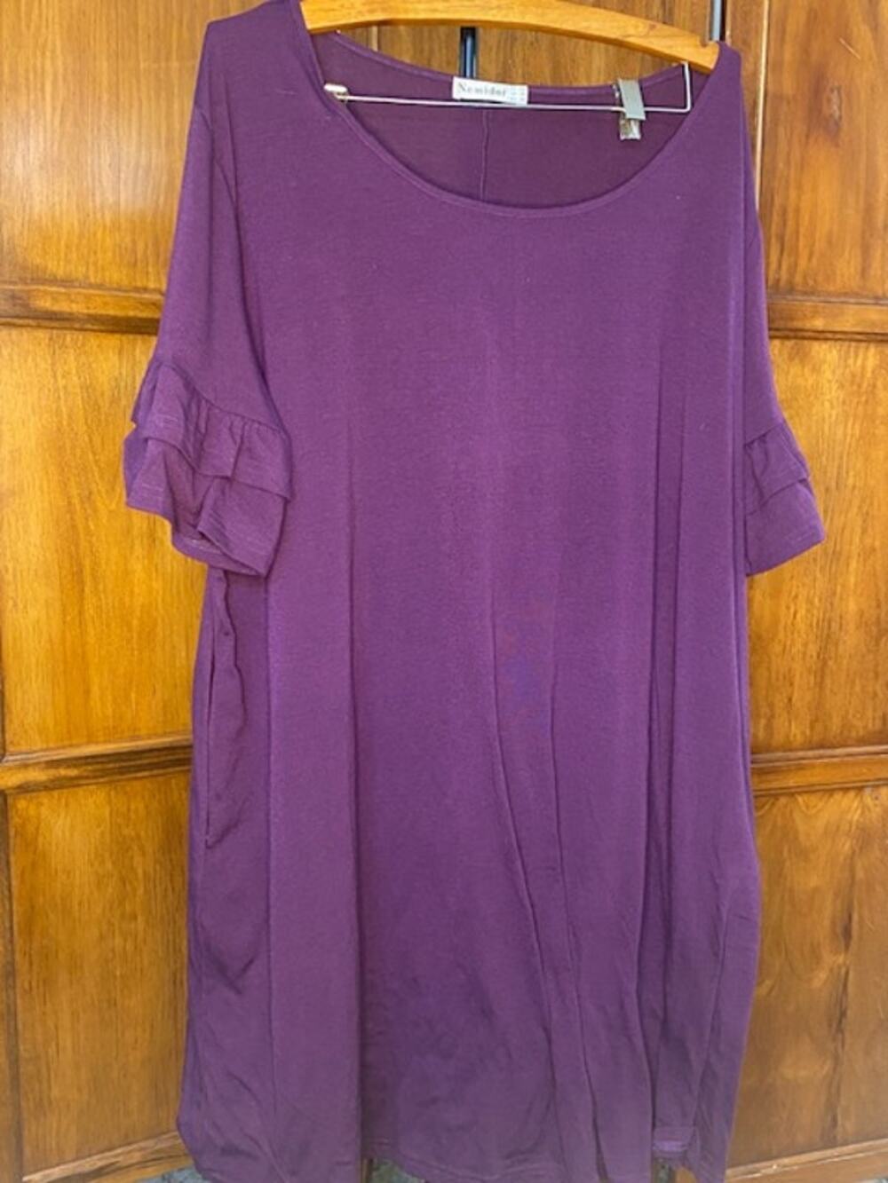 Nemidor Plus Size 28 Purple Swing Dress Ruffle Sleeve Short Sleeve Tunic 28W